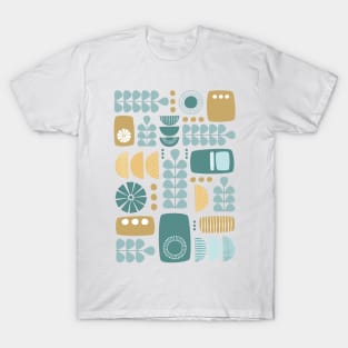 Retro Mid Century Modern in Teal, Aqua and Yellow Gold T-Shirt